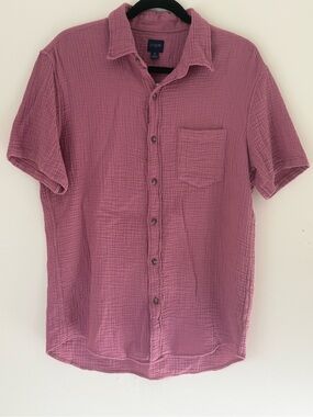 J. Crew Short-Sleeve Button-Down Shirt in Mauve